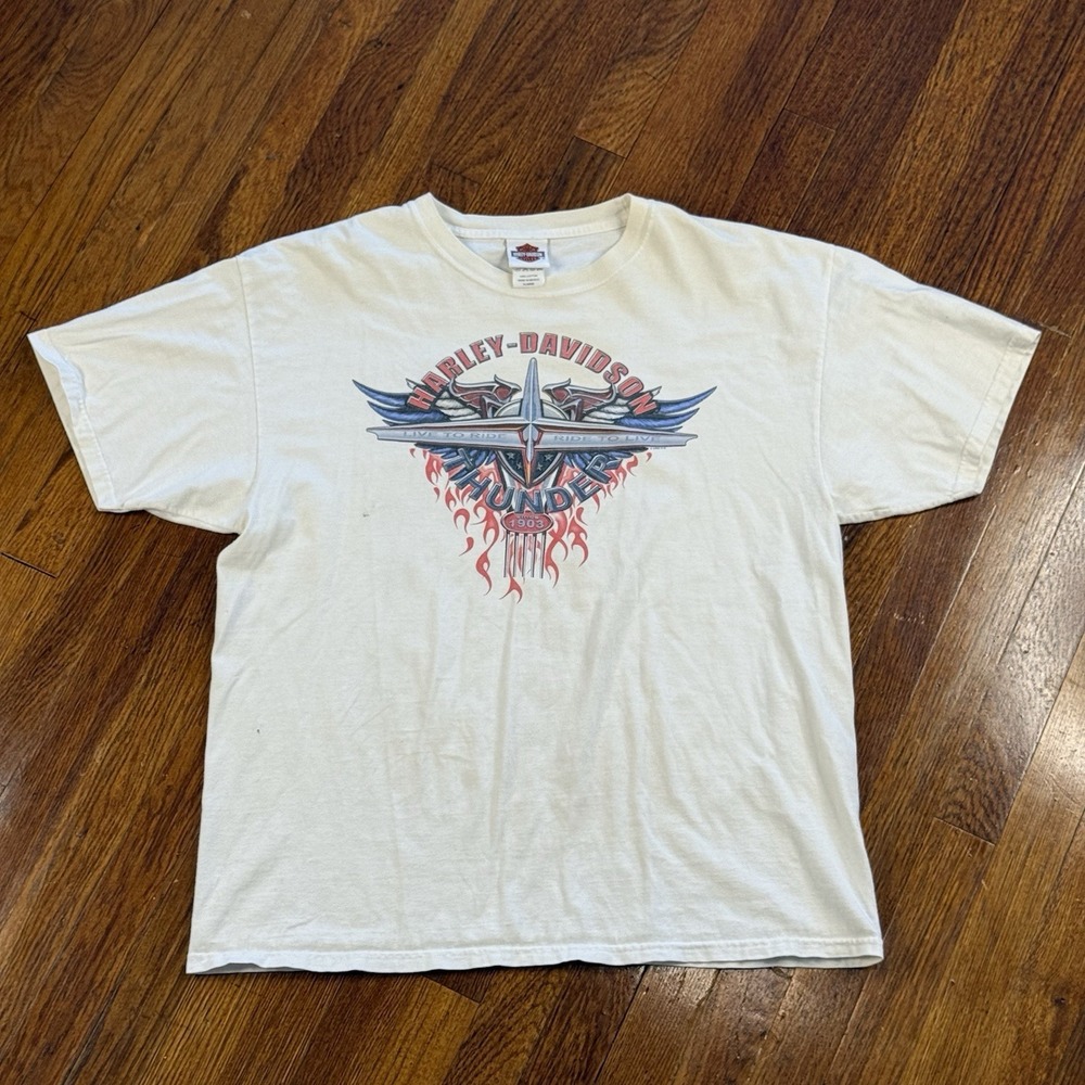 Harley-Davidson 2008 Men's Vintage Short Sleeve T-Shirt Size XL White Cotton